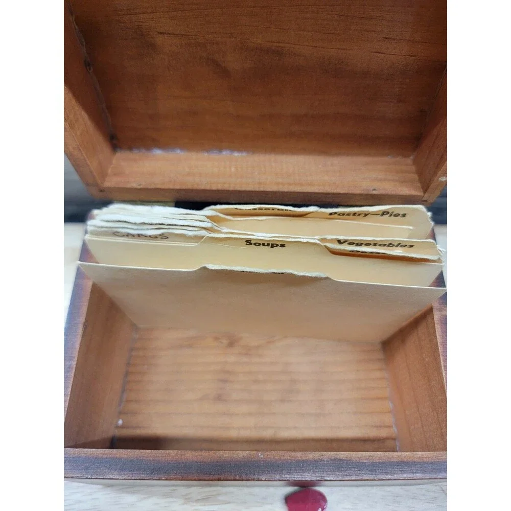 Recipe Box Wood Lemon & Berry Decoupage Top Lid 5 3/4